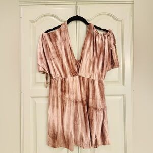 Mittoshop Mauve Tie-Dye Cold Shoulder Blouse